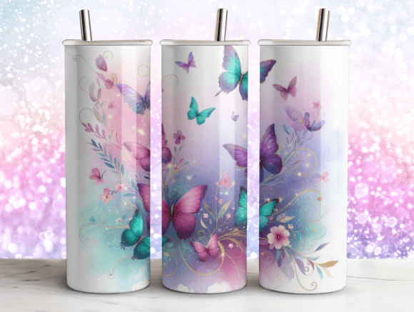 Agate Glitter Butterflies Tumbler 20 Oz Graphics