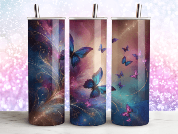 Artistic Butterflies Agate Tumbler Wrap Graphics