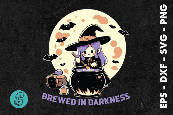 Brewed in Darkness Halloween SVG: Graphics & Print Templates