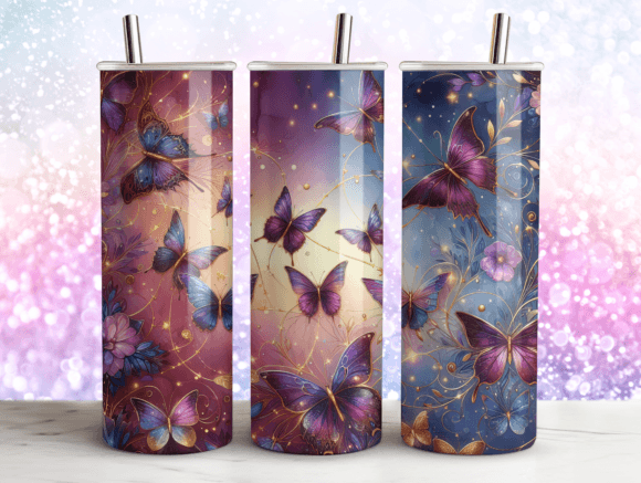 Butterflies Agate Glitter Tumbler 20oz Graphics