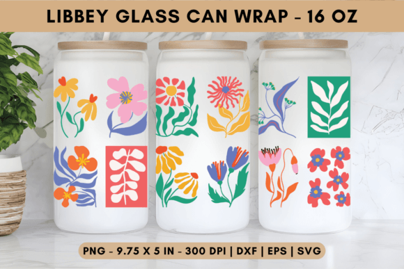 Colorful Floral Libbey Glass Wrap Graphics