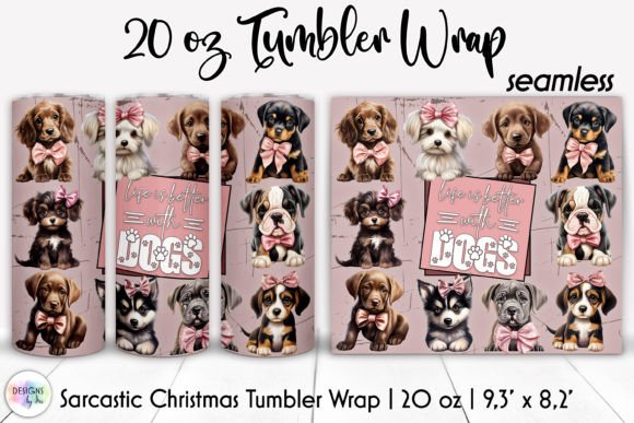 Cute Dog Lover Tumbler Wrap, Puppies PNG Graphics