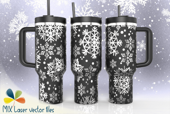 Elegant Snowflakes Tumbler SVG: Graphics for Refined Tumbler Wraps
