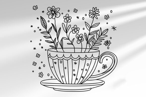 Flower Cup SVG: Floral Graphics for Crafts