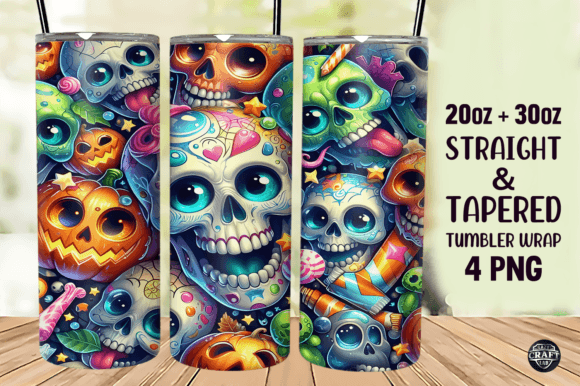 Funny Skull Halloween Tumbler Wrap PNG