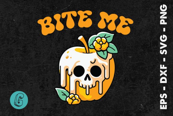 Halloween Bite Me Apple Skull SVG Graphics