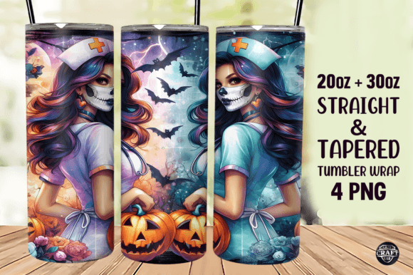 Halloween Nurse Tumbler Wrap 20oz PNG