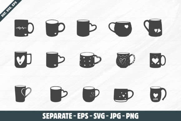 Heart Coffee Cup SVG Graphics for Crafts