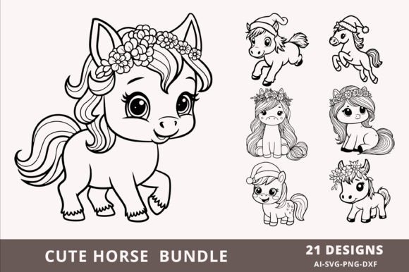 Horse SVG Bundle, Cute Baby Horses: Graphics for Crafts