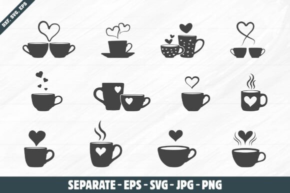 Love Steam Coffee Cup SVG: Graphics for Crafts & Branding