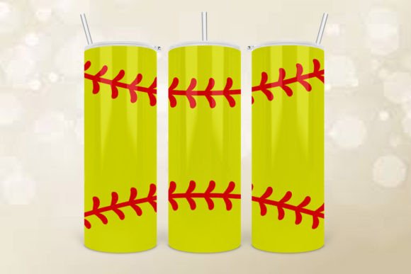 Neon Softball Tumbler Wrap PNG: Graphics for Crafts & Content