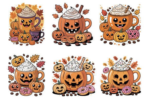 Pumpkin Spice Latte Cup SVG Bundle: Graphics & Illustrations