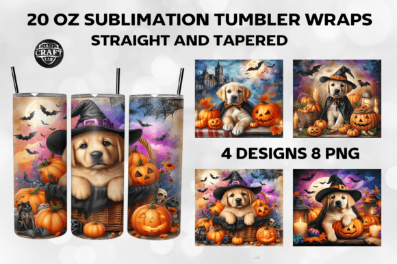 Puppy in a Halloween Scene Tumbler Wraps Graphics