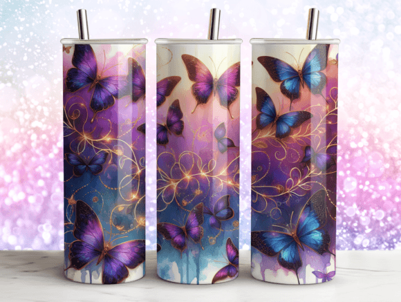 Shimmering Butterflies Glitter Tumbler Graphics