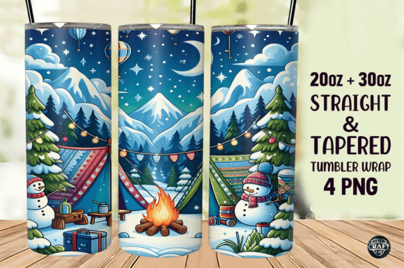 Snow Camping Tumbler Wrap 20oz Skinny Graphics