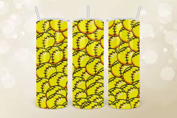 Softball Tumbler Wrap PNG: Graphics for Crafts & Content