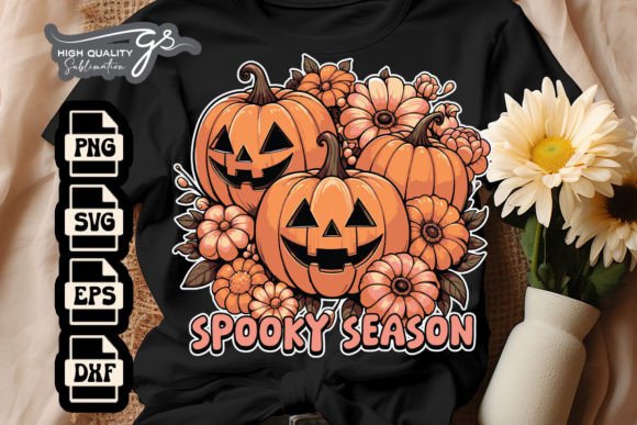Spooky Season Pumpkins and Daisy SVG