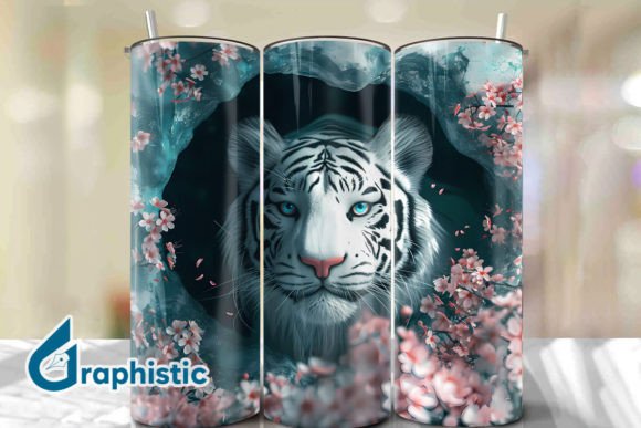 Tiger Floral Break Through Tumbler PNG39 Graphics & Backgrounds