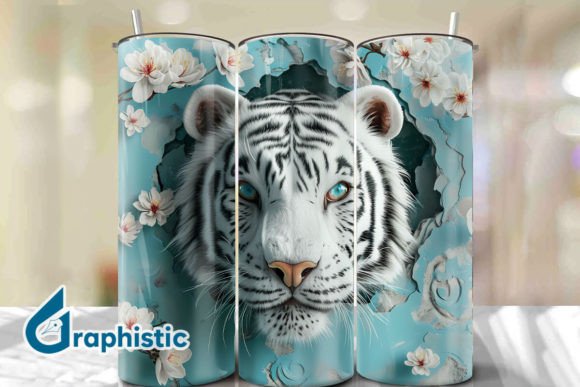 Tiger Floral Break Through Tumbler PNG40 Graphics & Backgrounds