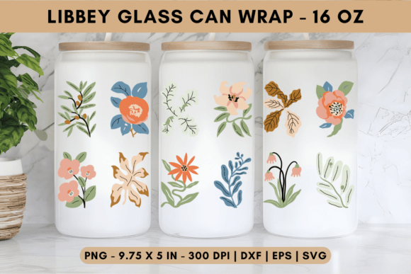 Vintage Floral Libbey Glass Wrap Graphics