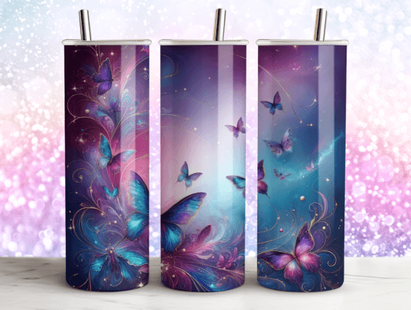 Whimsical Butterflies Agate Tumbler 20oz Graphics
