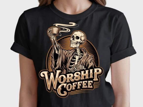 Worship Coffee SVG: Graphics for T-Shirt Designs & Editorial Use